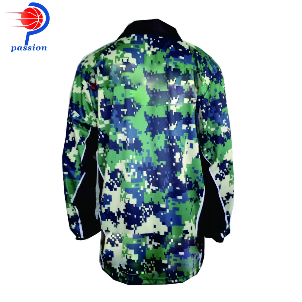 Зеленые камуфляжные рубашки для рыбалки с длинным рукавом и 3 пуговицами