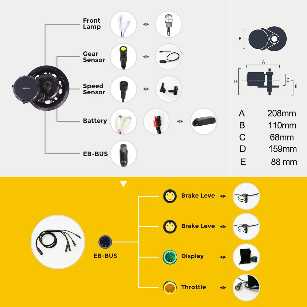 Bafang двигатель 1000 Вт 48 В/52 в BBSHD BBS03 мотор среднего привода электрический Ebike