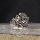 Кольцо-печатка ручной работы из традиционного турецкого серебра 925 пробы с ониксом, ювелирные изделия, подарок из Турции для женщин и мужчин
