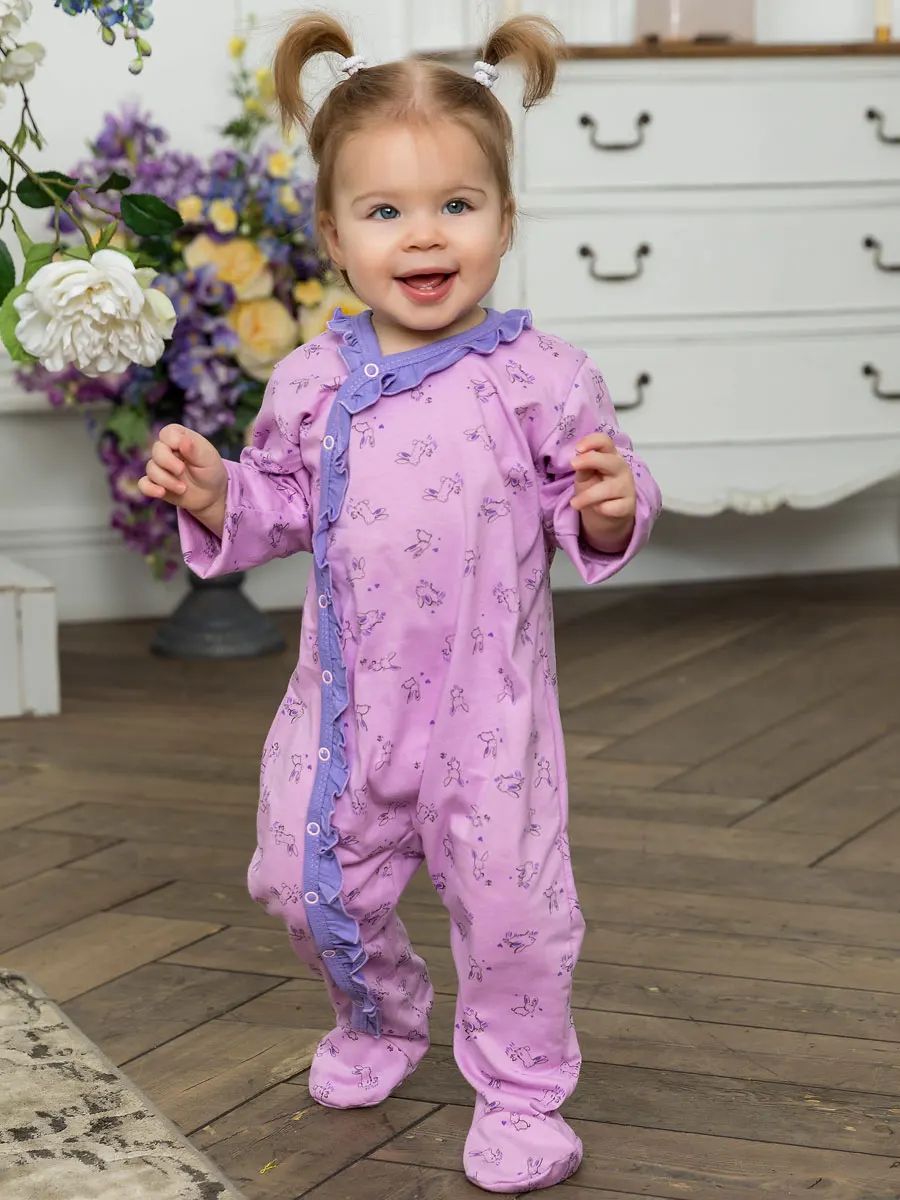 Комбинезон для девочки Котмаркот &quotЛавандовая поляна&quot хлопок 6030212|Ромперы| |