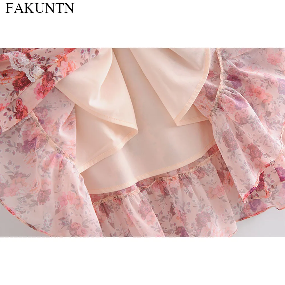 

Floral Chiffon Dress Women 2020 Autumn Girl Clothes Sweet Vintage Casual Ruffle Lace Elegant Long-sleeve Women's Dresses Vestido