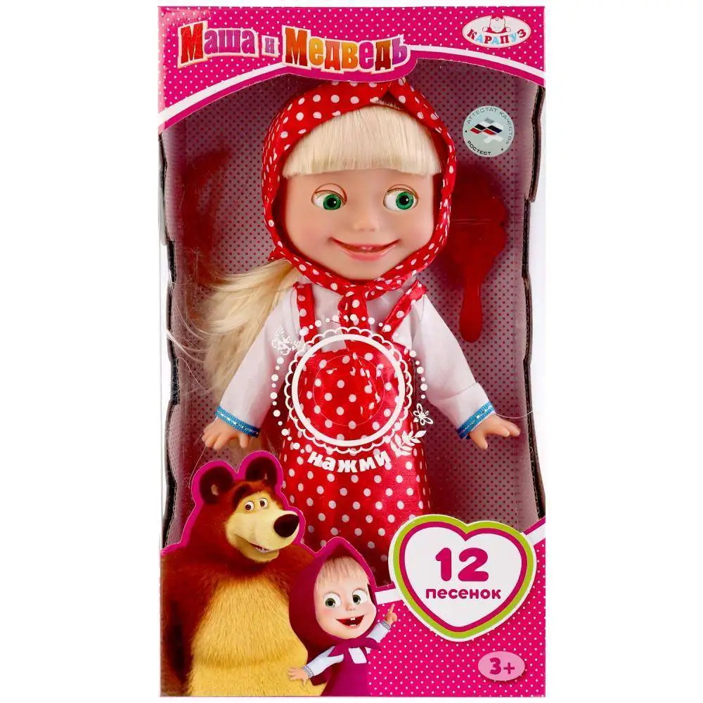 Doll &quotMasha and the Bear: Masha&quot 30 cm озвученная руссифиц. 12 songs dress dot карапуз y83030b |