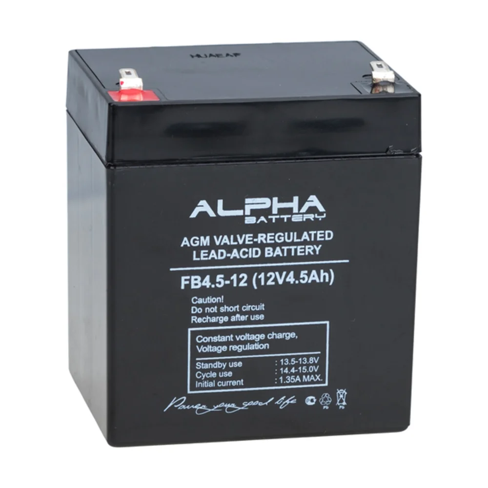 Свинцово-кислотный аккумулятор ALPHA BATTERY FB 4.5-12 (12 В 4.5 Ач) для обеспечения резервным