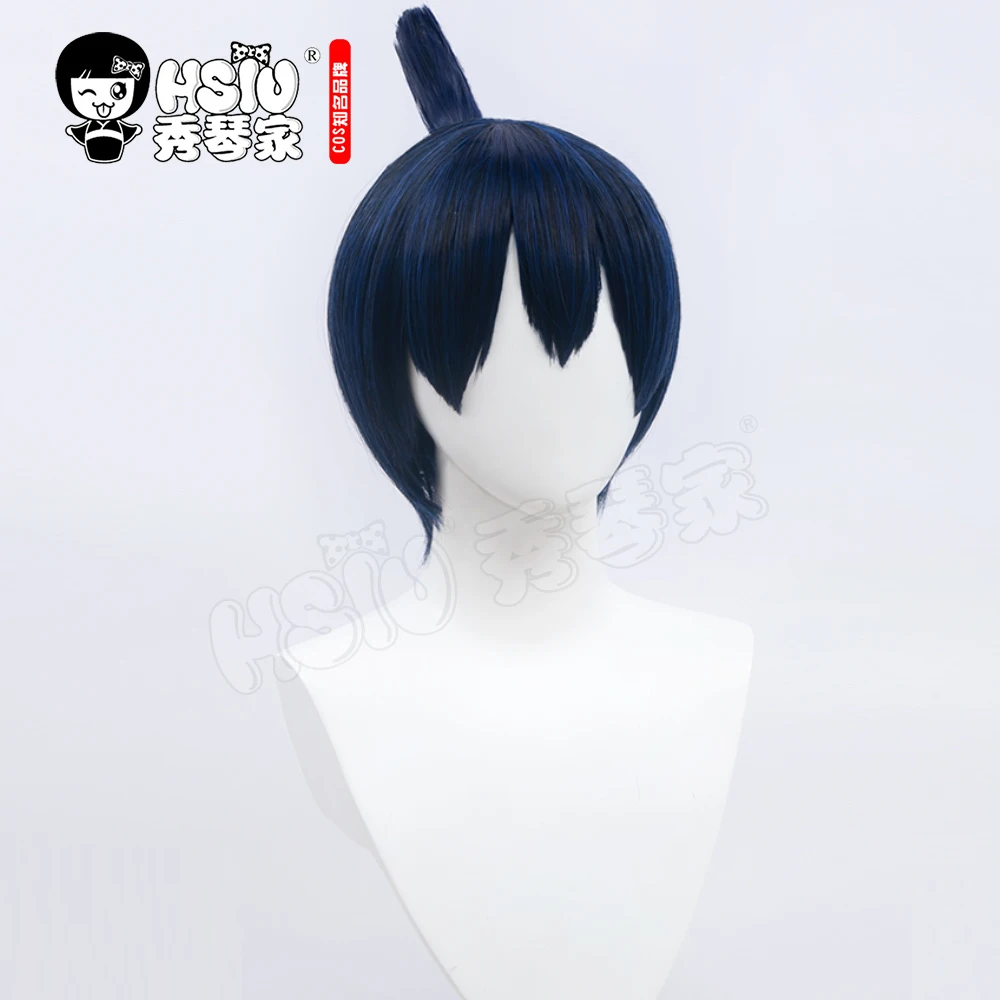 

Hayakawa Aki cosplay Wig Anime Chainsaw Man Cosplay HSIU Blue and black short hairpin ponytail +Free gift brand wig cap