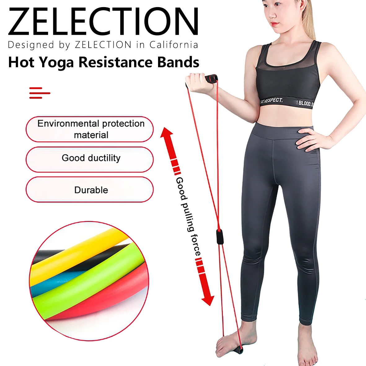 

1 PC Zelection Yoga Resistance Bands Gum Fitness Resistance 8 Word Chest Expander Rope Workout Fitness Rubber Elastic Bands