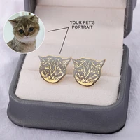 custom pet photo earrings for women stainless steel personalized animal cat picture stud earring fashion 2022 jewelry gift