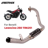 for benelli leoncino 250 trk251 motorcycle exhaust front link pipe slip on original stock muffler pipe stainless steel escape
