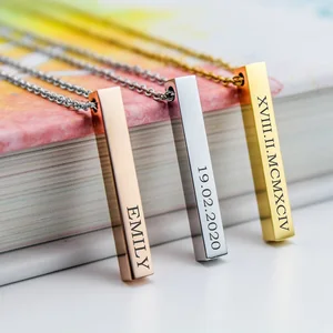 Изготовленное на заказ длинное вертикальное ожерелье для женщин и мужчин, выгравированное имя, оригинальная Подвеска из нержавеющей стали, вдохновляющие подарки