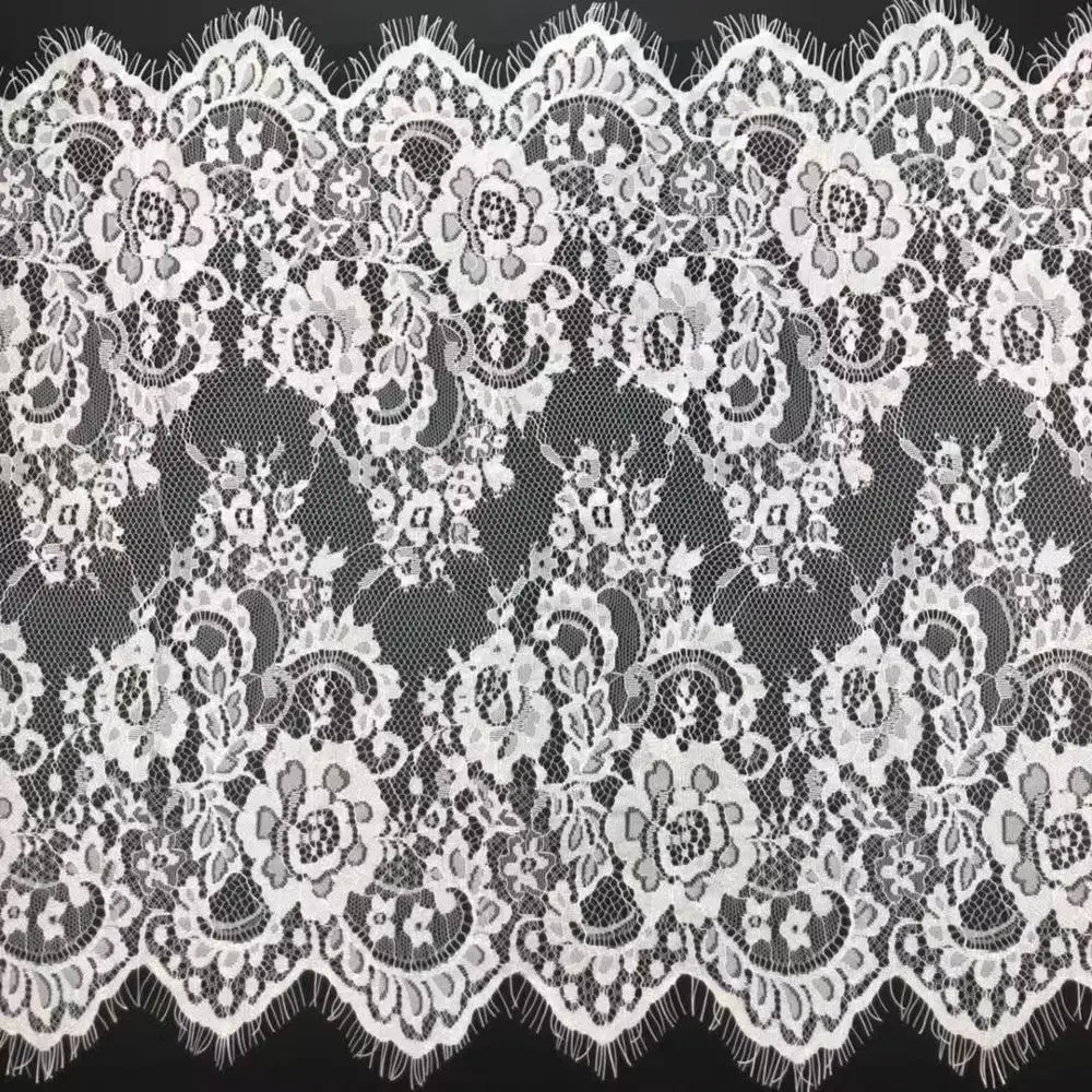 

3meters/lot 44cm High Quality white Eyelash Lace Trimming,coral color chantilly lace fabric