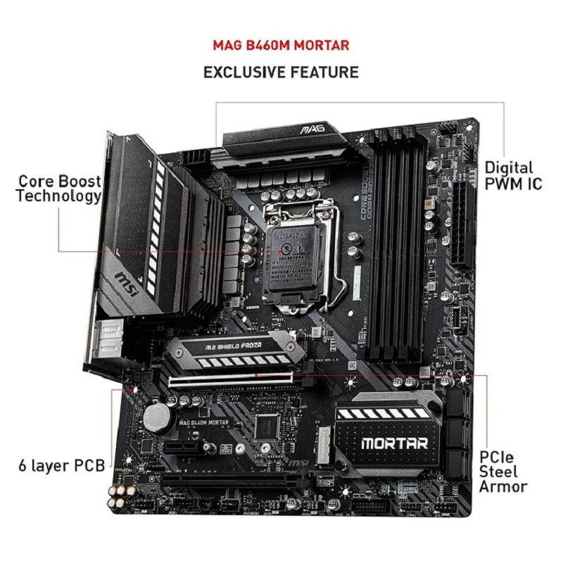 Verkauf MSI Aber G B460M Mörtel Gaming Motherboard Matte 10th Gen In Tel Core LGA 1200 Buchse DDR4 CFX Dual M.2 Slots USB 3,2 Gen