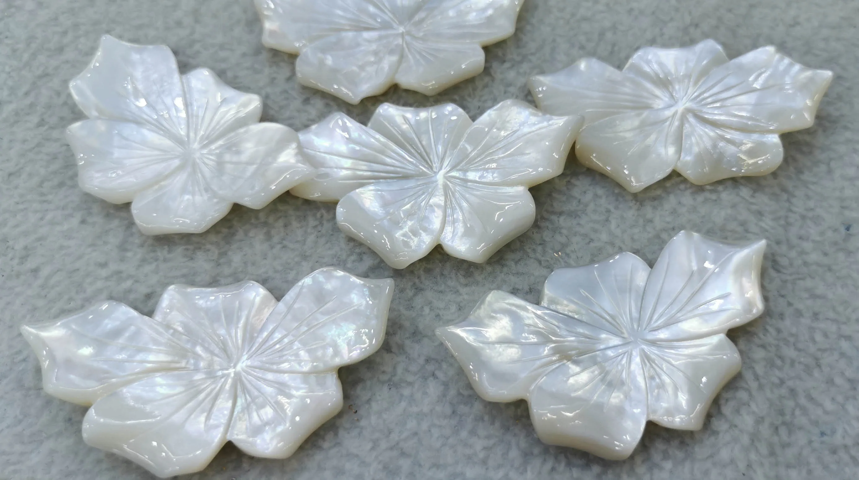 

6pcs Large natural Mother of Pearl shell cabcohon jewelry leaf Carved freeform-5 Petal Flower Butterfly fluorial Shell Craft pen