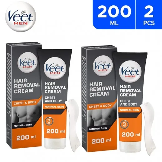 

Veet Men Hair Removal Cream 200 ml Special for Men x 2 Pieces Hair Growth Essence Face Body Legs Armpit Painless Stop Hair