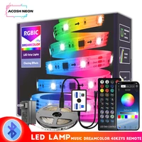 bluetooth rgbic pixel 12v light strip with 40keys remote 5050 dreamcolor addressable led lighting light with chasing effect