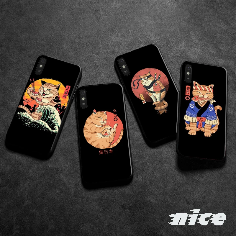 

Japanese Cat Fashion Phone Case For Xiaomi Redmi 9i 9AT 9 9T 9C Note9 9Pro 9T 9S 9Pro 5G 9Pro MAX Funda Coque Back Cover