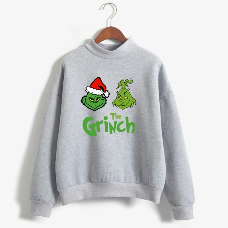 Женский свитер The Grinch, Рождественский пуловер с принтом ужасов, толстовка унисекс - Цвет: Серый