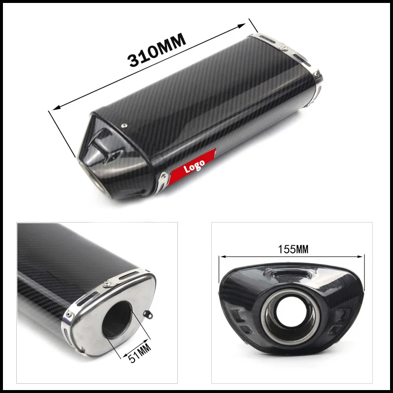 

For Kawasaki Ninja ZX6R ZX636 2004-2008 Motorcycle Middle Mid Link Pipe Connect Tube Slip On Carbon Fiber Muffler Tips Baffles