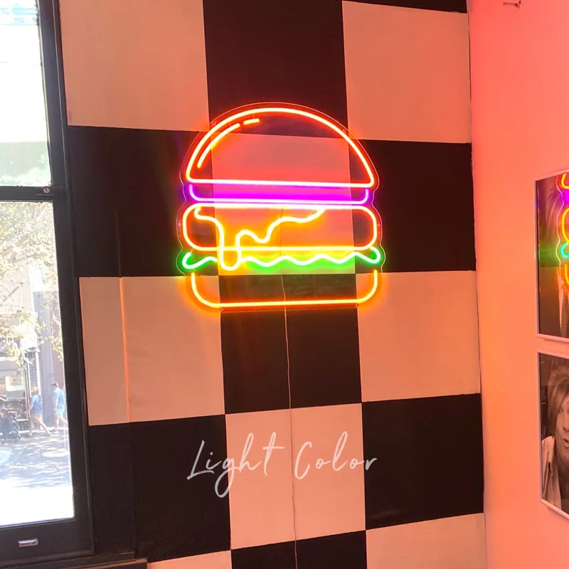 

Custom Burger Kictchen Led Neon Light Business Sign burrito Indoor wall neon decor Taco neon light Custom Food Sign Lights