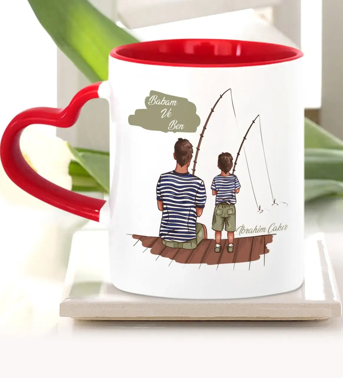 

Personalized Fathers Day Themed Red Heart Mug Cup 26-508