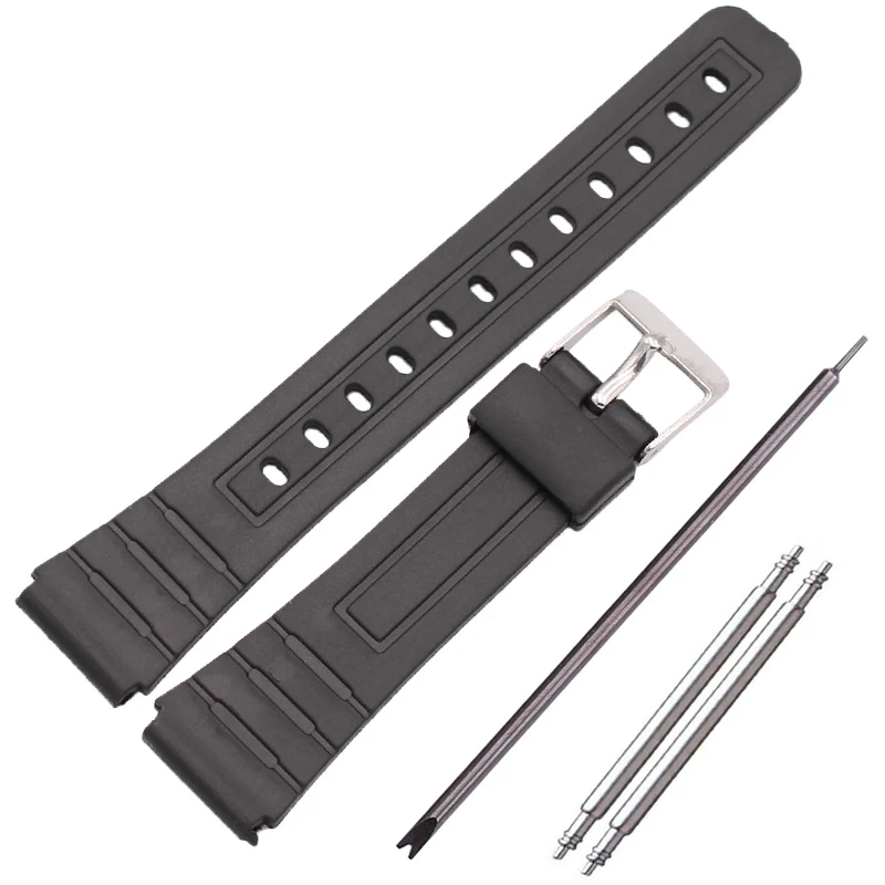 

16mm 18mm 20mm Pu Watchband Women Men Black Sport Diving Soft Watch Band For Casio Strap Accessories