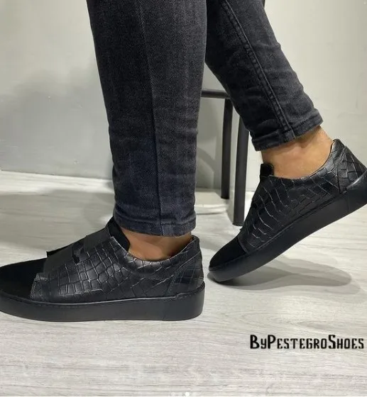 

Genuine Leather Casual Black Men 'S Shoes Pattern Style Fashion Stylish leather soft rubber loafer shoes man Casual real de
