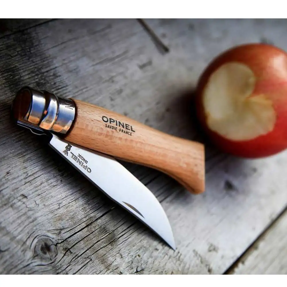 

Opinel Inox No8 Sandvik Stainless Steel Folding Pocket Knife with Beechwood Handle Camping Hiking Trekking Outdoor Hunting Knife