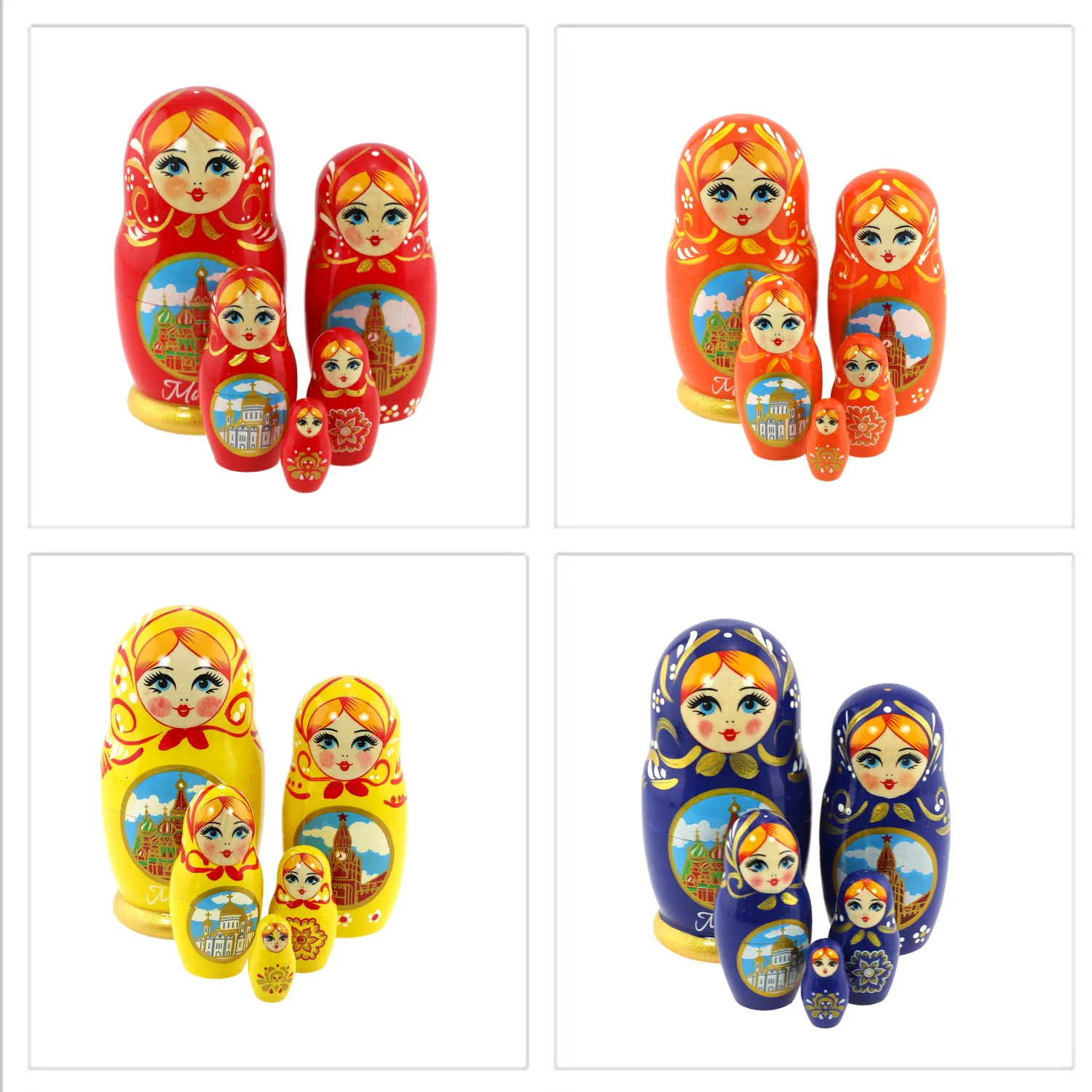Матрешка авторская Ажна 5 мест &quotМосква&quot 10 см/ Souvenir Russian nesting doll Azhna handmade|Игровые