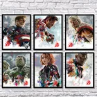 Постеры с героями Marvel, Мстители, настенная живопись, печать на холсте, Капитан Америка, Железный человек, Тор, Халк, изображения супергероев