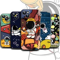 Милый мультяшный астронавт для iPhone 13, 12, 11 Pro, 13, 12 Mini, X, XR, XS MAX, 5s 6, 7, 8 Plus, чехол для телефона, жидкий силиконовый задний Чехол, чехлы