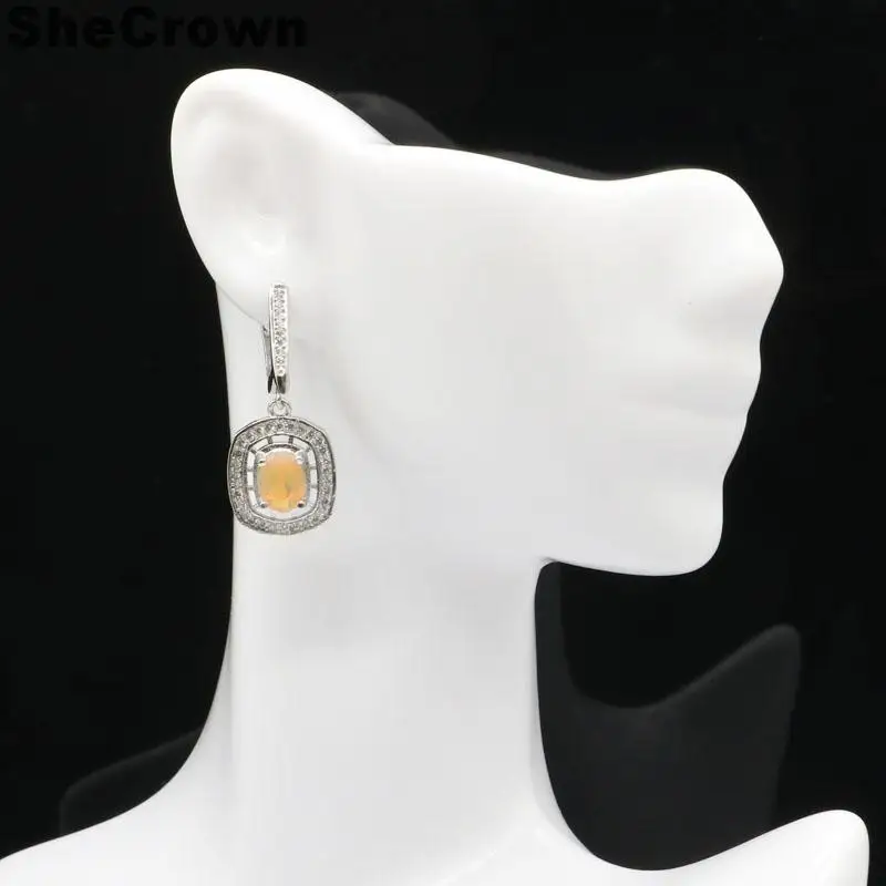 34x13 мм Красивые серьги из опалита белого CZ кубического циркония в европейском