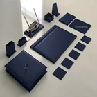 Роскошный темно-синий кожаный коврик для офисного стола, набор аксессуаров-органайзеров (офисные принадлежности, искусственная кожа, настольный органайзер,)