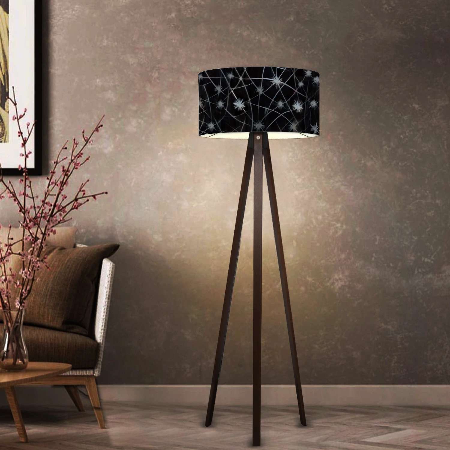 

Homing Wedge Body Wooden Tripod Floor Lamp Lighting Night Light Living Room Bedroom Living Room Chandelier Spot Light Lampshade