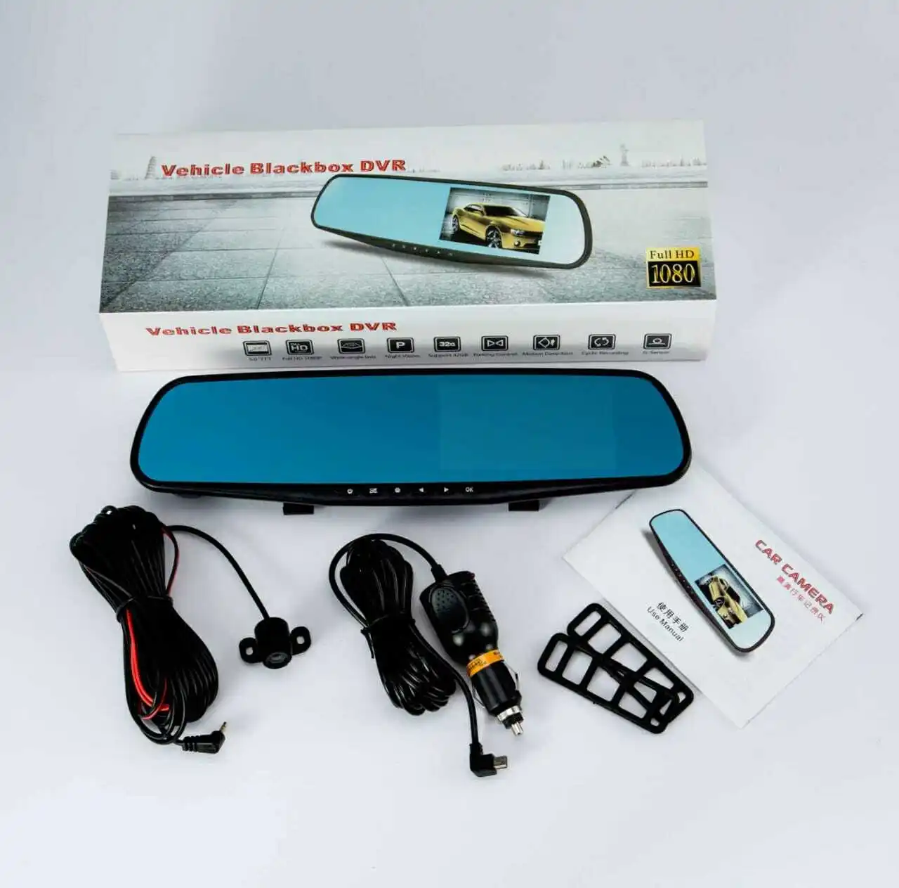 Автомобильный регистратор зеркало видеорегистратор с камерой заднего вида Full HD