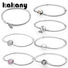 Браслет с подлинными моментами, серебро 100% пробы, сверкающее сердце, застежка, поэтические цветы, дикий цветок, луг, темперамент