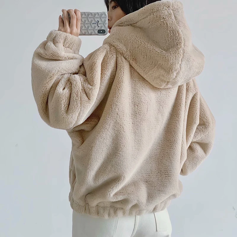 Толстовка с капюшоном Obrix для женщин пушистая свободная карманами длинным