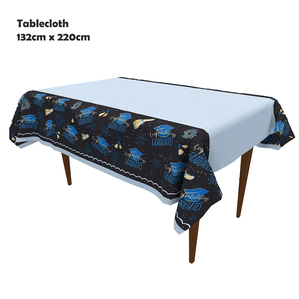 

Graduation Theme Disposable Tableware Set Tablecloth Banner Plates Napkin Cup for High School College Accessories Supplies Party