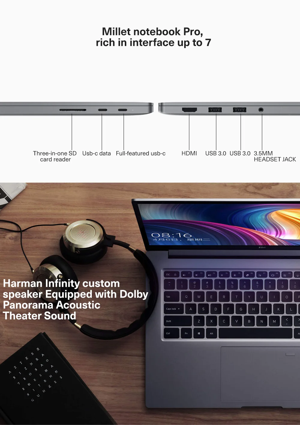 Ноутбук Xiaomi Pro 15,6 Intel i5-8250U/I7-8550U 16 Гб ram DDR4 GeForce MX150 256 ГБ ssd 2 Гб Распознавание отпечатков пальцев