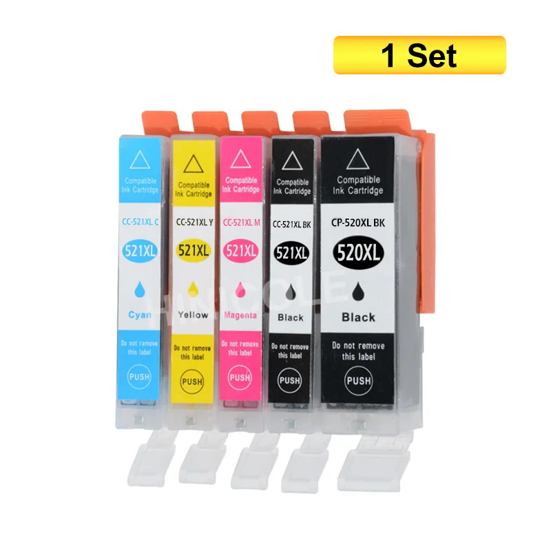 1 Set 10 шт чернильные картриджи PGI 520 CLI 521 для Canon PIXMA iP 3600 4600 4700 MP 540 550 560 620 630 640 980 MX860 принтер с чипом - Цвет: 1 Set