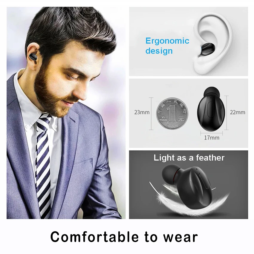 

Wiresto Mini Bluetooth Earphone True Wireless Stereo Sport Headset TWS Earbuds Touch Control Sweatproof Earbuds with Mic