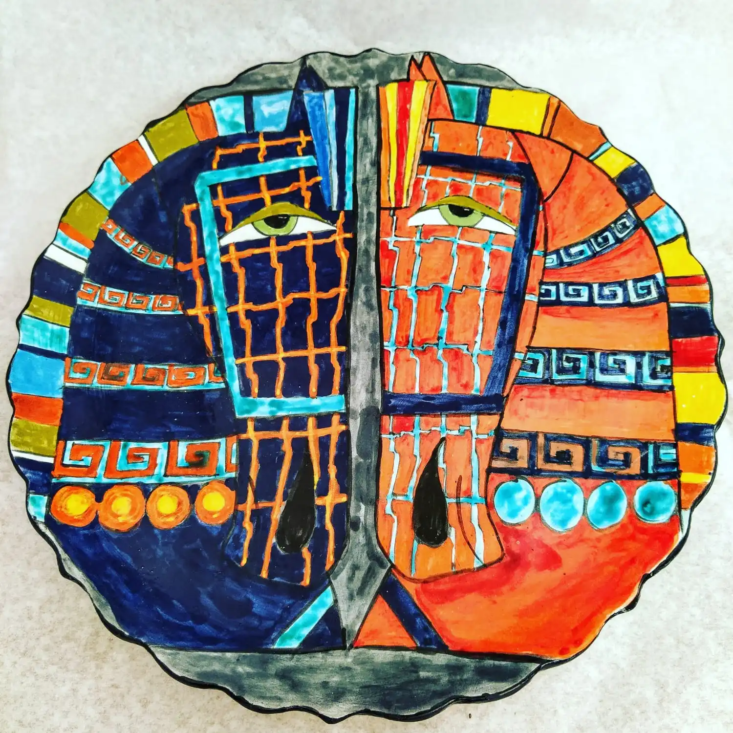 

Finecraft Handmade 100% Original and Original Design Ceramic, Tile Decorative Plate Es-621