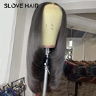 180% прямые передние парики из человеческих волос на сетке для женщин, натуральные черные парики без повреждений, бразильский парик на сетке 13x4, отбеленные узлы, Slove Hair