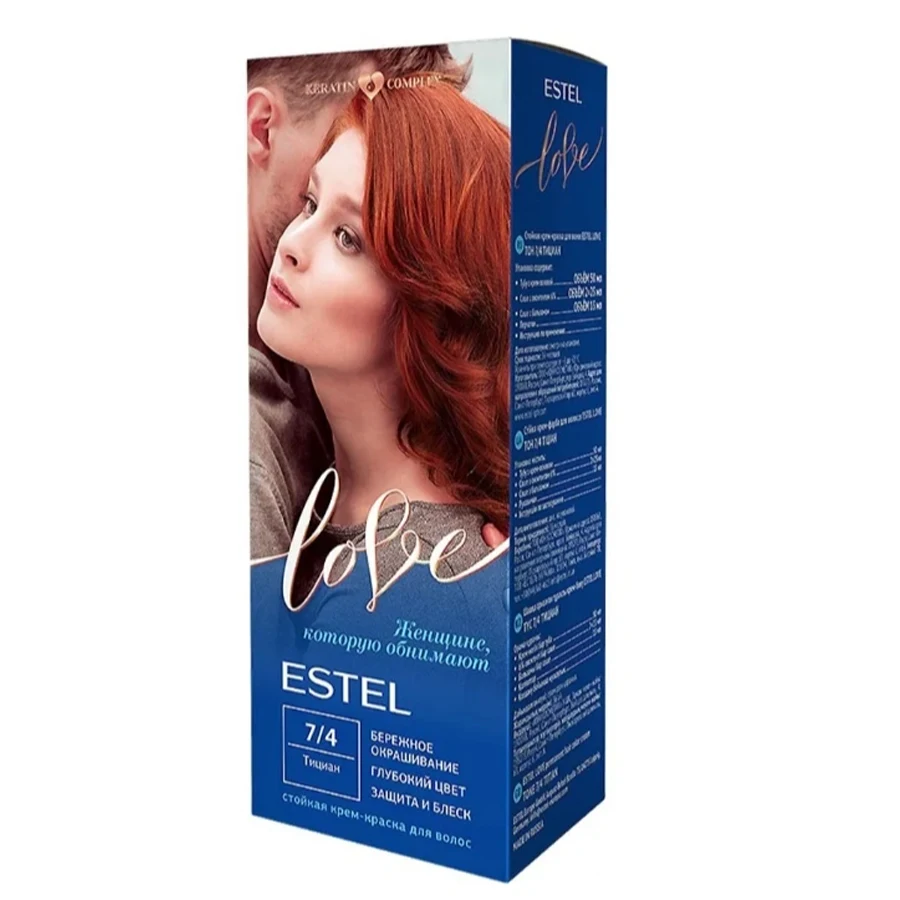 Estel Love Крем-краска стойкая для волос (50/2х25/15+перч), тон 7/4 тициан