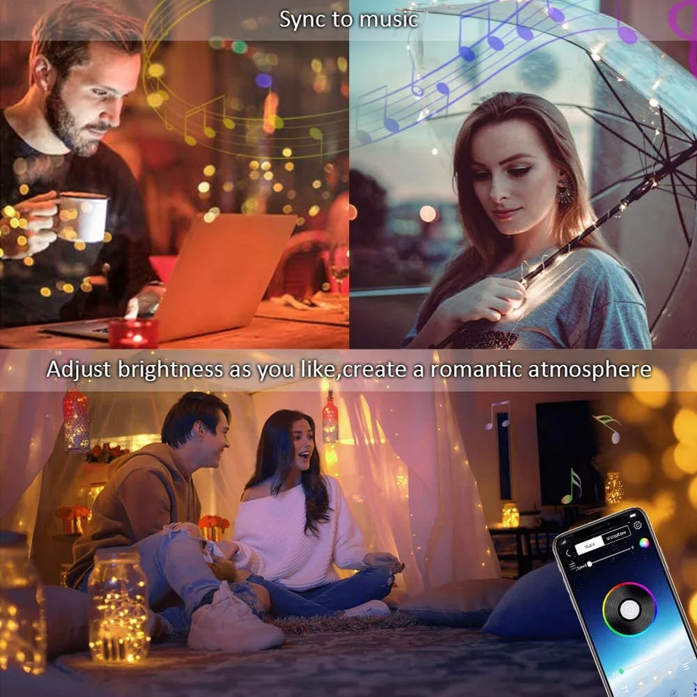 

USB LED String Light App Control Garland Festoon Waterproof Outdoor Fairy Lights For Christmas Decor Bluetooth-compatible