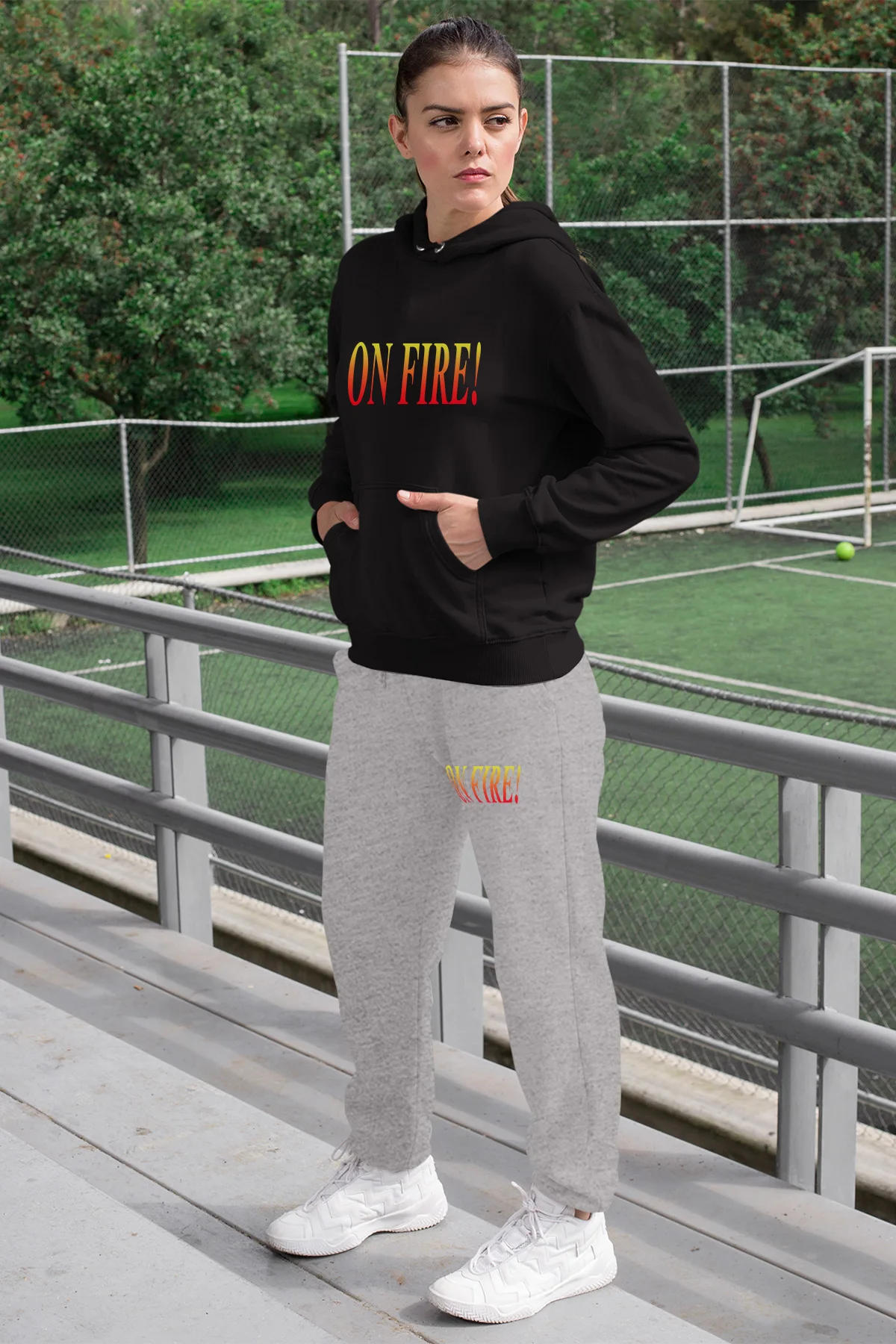 Женский спортивный костюм Angemiel Черный свитшот с капюшоном серые спортивные