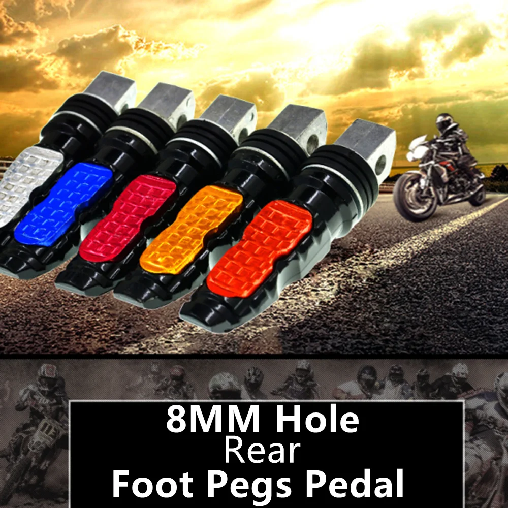 

Universal 2pcs Motorcycle Rear Passenger Foot Pegs Pedals Footrest Scooter Foot-Peg Motorbike Pedal Modification Aluminum