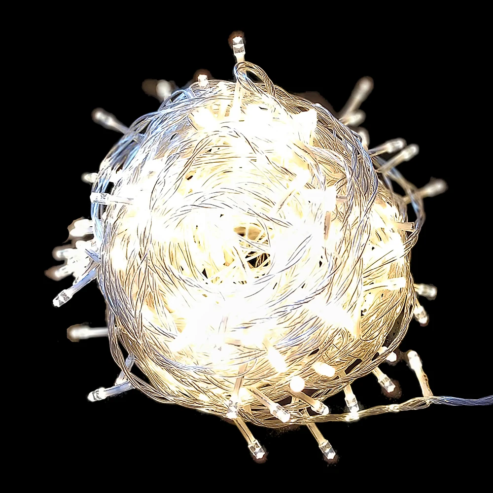 Гирлянда уличная светодиодная нить 20 м 200 led прозрачный провод 8 режимов 220 В IP44 |