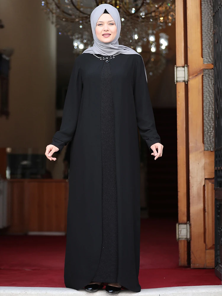 Размера плюс женский хиджаб вечернее платье мусульманская одежда новый сезон с жилетом одежда для мамы турецкий изготовленный Дубай Арабс...