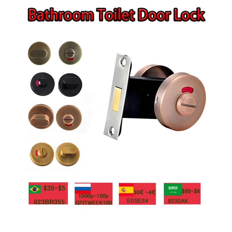 

Round Bathroom Indicator Thumb Turn Stainless Steel Deadbolt Lock Bolt Toilet WC Latch Vacant Engaged Door Lock Set