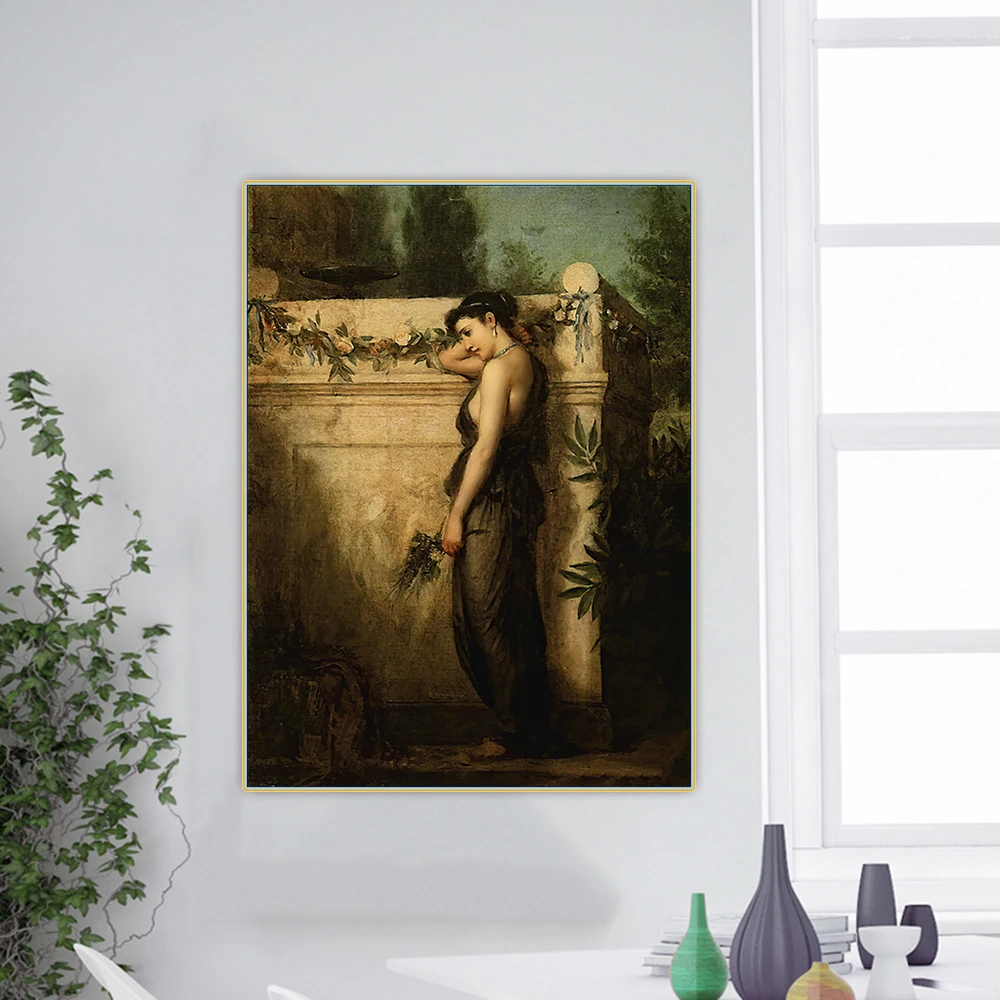 

Holover Canvas Oil Painting Aesthetic Home Decor William Waterhouse"Gone,But Not Forgotten"Romanticism Mythology Artwork Wall Ar