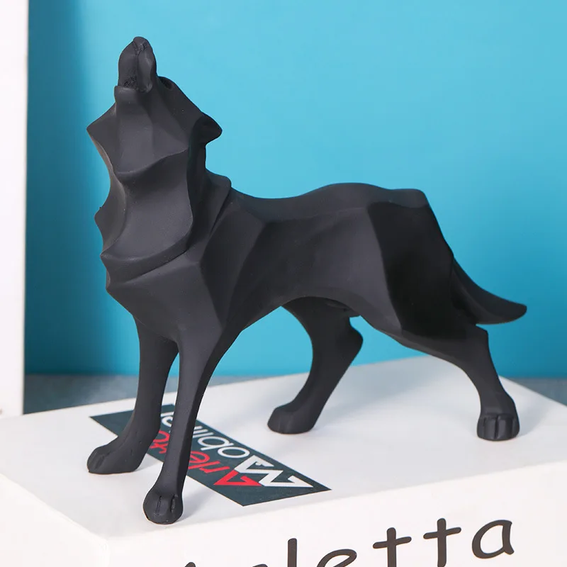 

Geometric wolf decoration resin crafts home creative gifts animal living room wolf decoration
