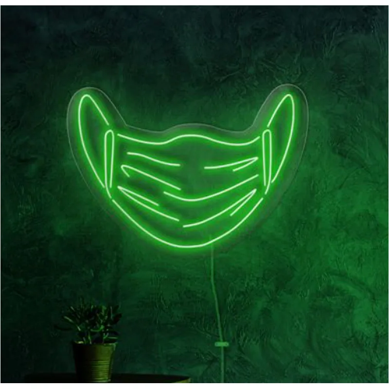 

Neon Signs for Mask Shape Neon Sign Health Store Home Wall Bar Man Cave room Decor Handmade Art Iconic Light Display Fast Ship